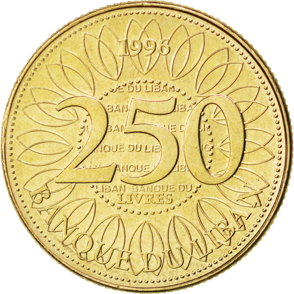 Coin, Lebanon, 250 Livres, 1996, MS(63), Aluminum-Bronze, KM:36