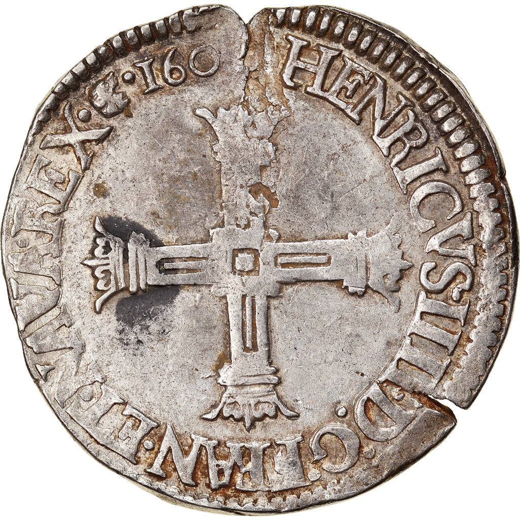 Moneda, Francia, Henri IV, 1/4 Ecu, 1601, Saint Lô, BC+, Plata, Duplessy:1230