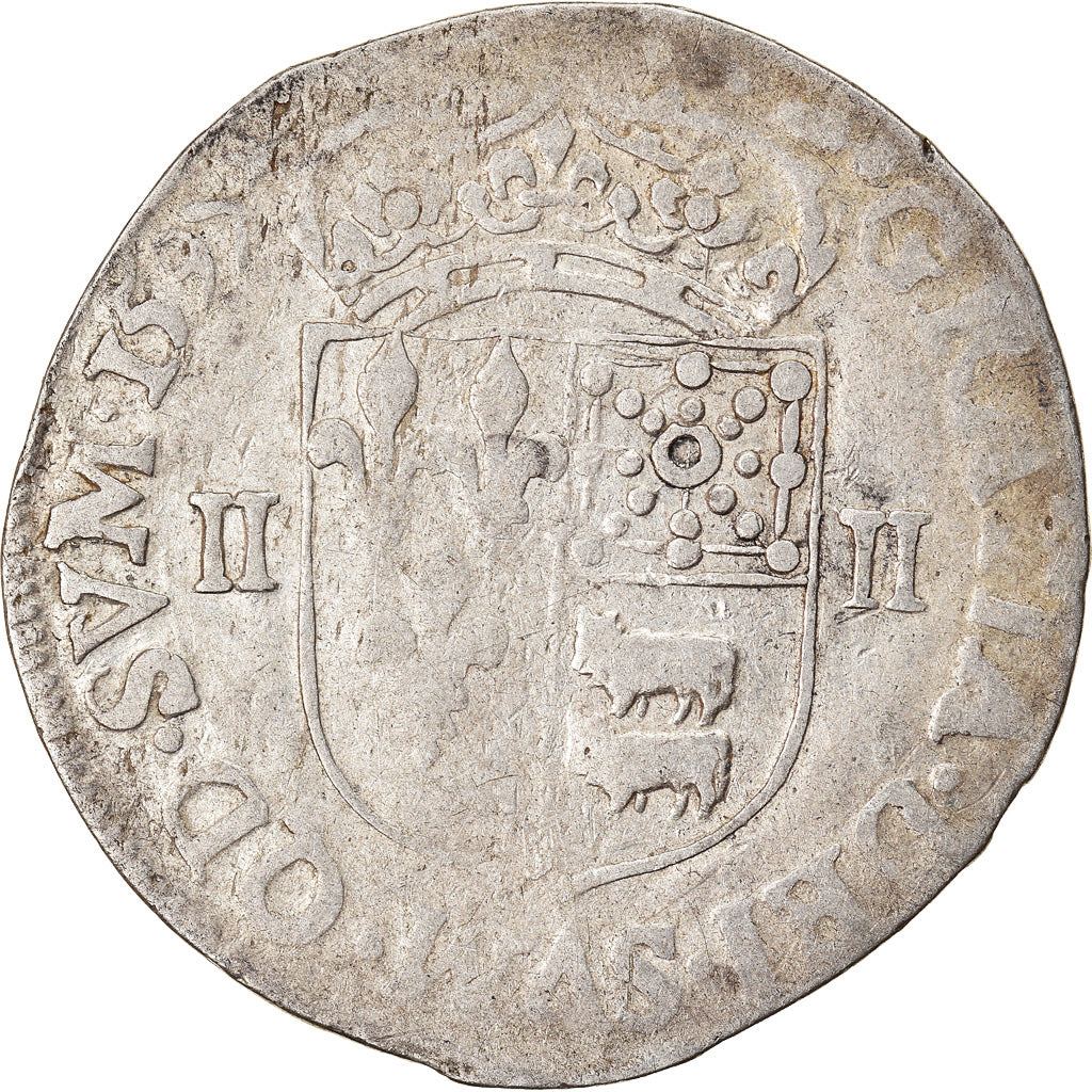 Moeda, França, Henri IV, 1/4 Ecu, 1595, Morlaas, VF(30-35), Prata