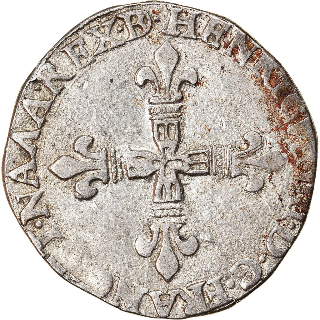 Moeda, França, Henri IV, 1/4 Ecu, 1595, Morlaas, VF(30-35), Prata