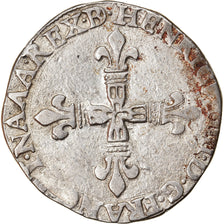 Moneda, Francia, Henri IV, 1/4 Ecu, 1595, Morlaas, BC+, Plata, Duplessy:1240