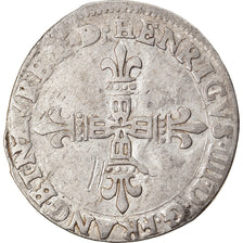 Moneda, Francia, Henri IV, 1/4 Ecu, 1607, Morlaas, BC+, Plata, Duplessy:1240