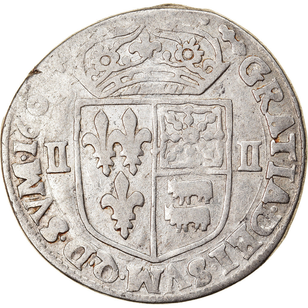Moneda, Francia, Henri IV, 1/4 Ecu, 1607, Morlaas, BC+, Plata, Duplessy:1240