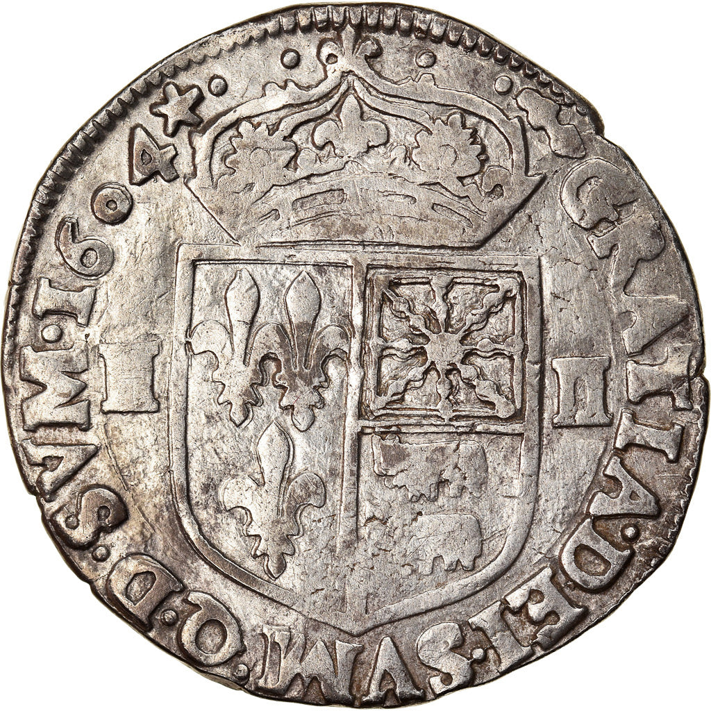Moneta, Francja, Henri IV, 1/4 Ecu, 1604, Morlaas, EF(40-45), Srebro
