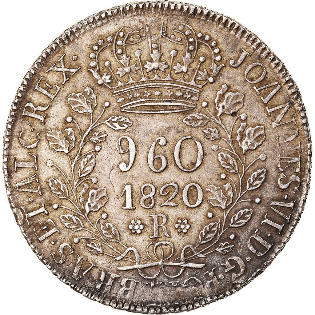 Coin, Brazil, 960 Reis, 1820, Rio de Janeiro, AU(50-53), Silver, KM:326.1