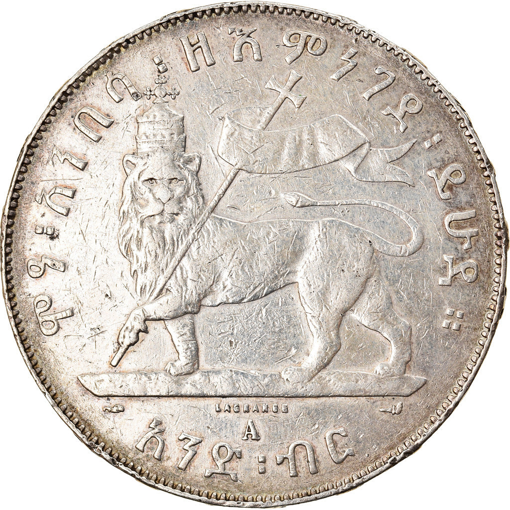Moneda, Etiopía, Menelik II, Birr, 1899, Paris, MBC+, Plata, KM:19