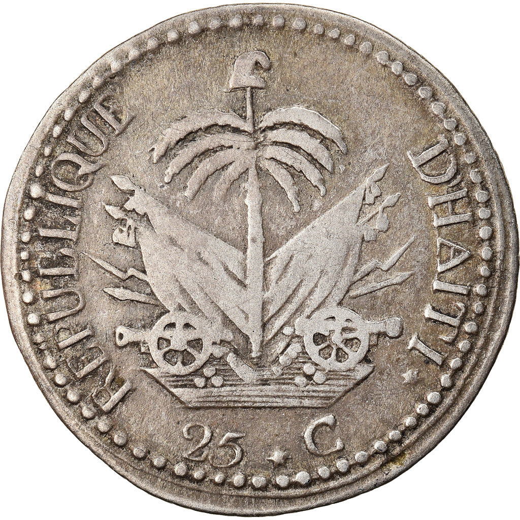 Coin, Haiti, 25 Centimes, 1827, VF(30-35), Silver, KM:18.1