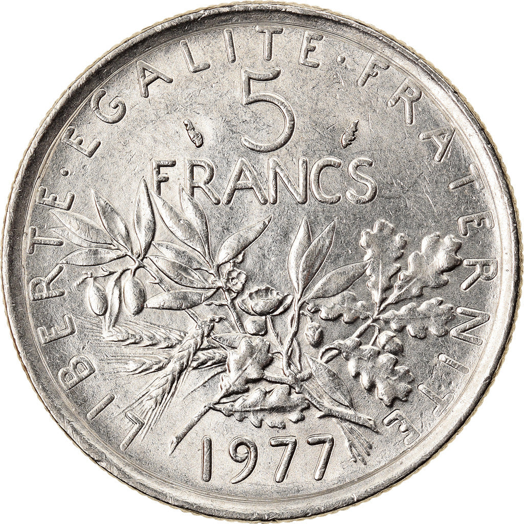Coin, France, Semeuse, 5 Francs, 1977, Paris, AU(55-58), Nickel Clad