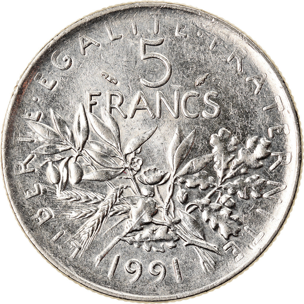 Coin, France, Semeuse, 5 Francs, 1991, Paris, AU(55-58), Nickel Clad