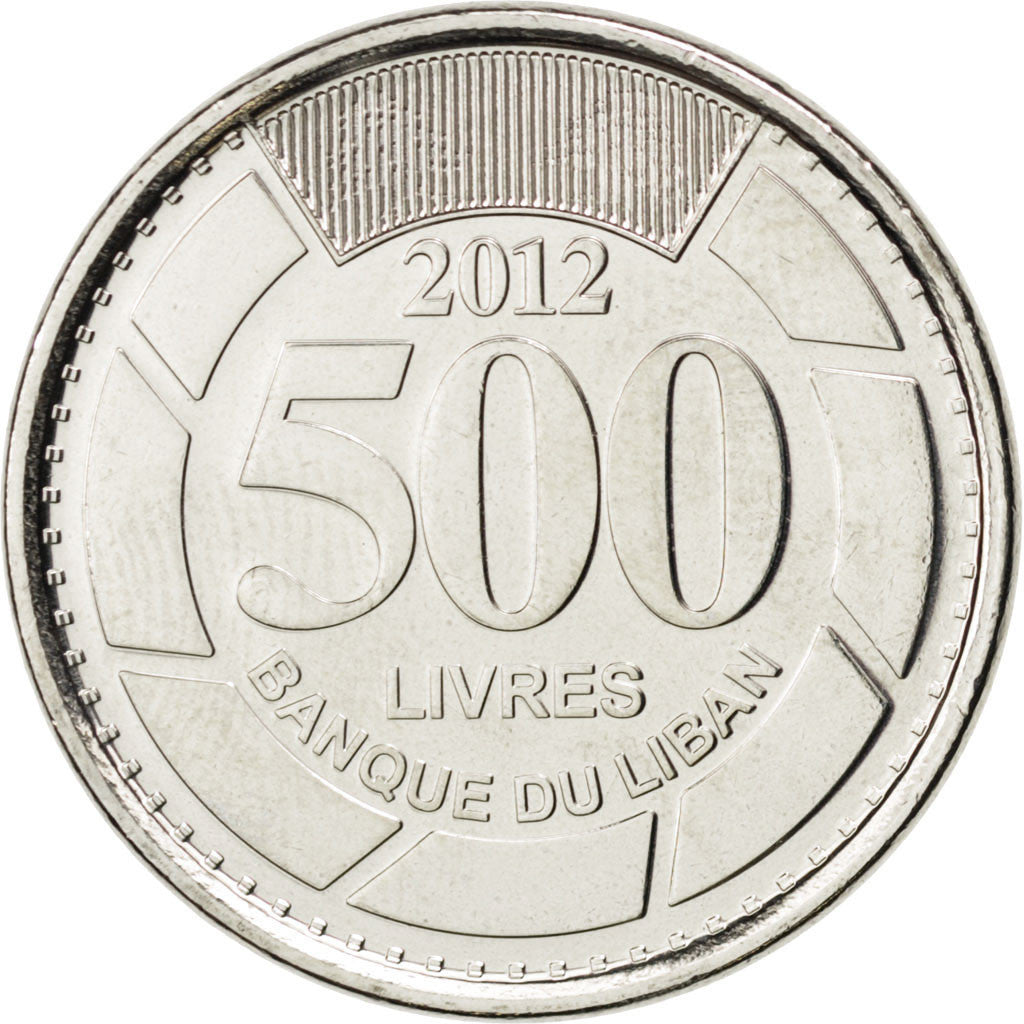 Coin, Lebanon, 500 Livres, 2012, MS(63), Nickel plated steel, KM:New