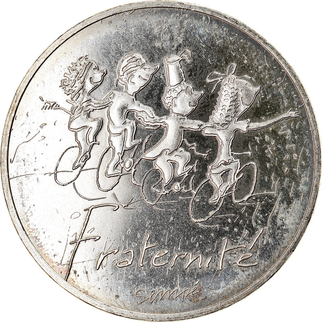 France, Sempé - Fraternité, 10 Euro, 2014, MS(65-70), Silver