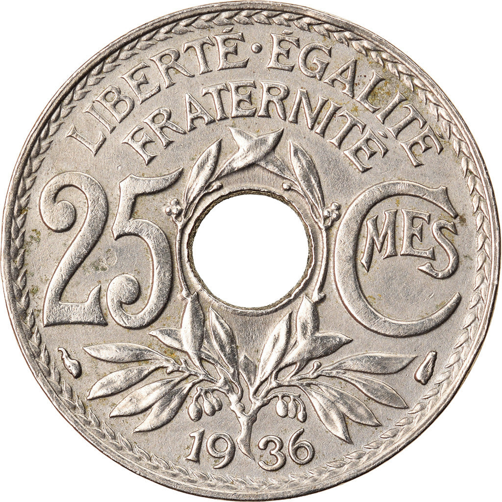 Monnaie, France, Lindauer, 25 Centimes, 1936, TTB, Copper-nickel, Gadoury:380