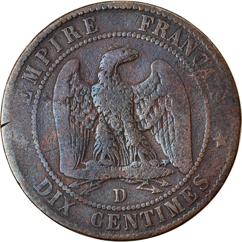 Moneta, Francia, Napoleon III, 10 Centimes, 1856, Lyon, B+