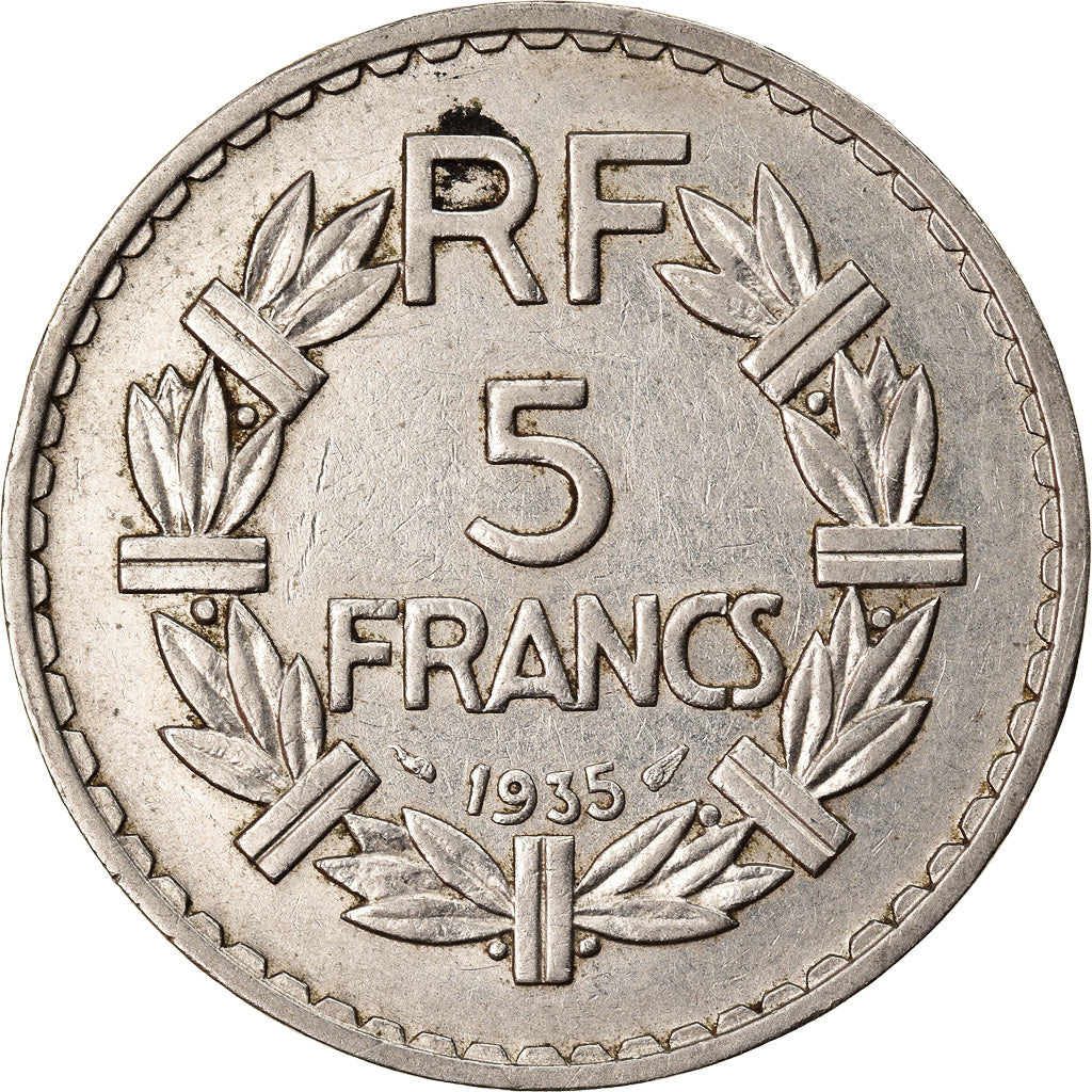 Moeda, França, Lavrillier, 5 Francs, 1935, Paris, EF(40-45), Níquel, KM:888