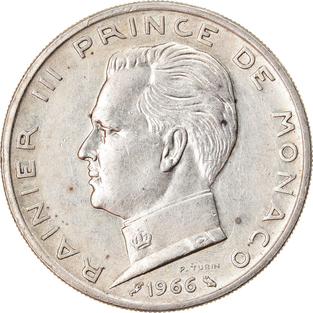 Coin, Monaco, Rainier III, 5 Francs, 1966, AU(50-53), Silver, KM:141, Gadoury:MC