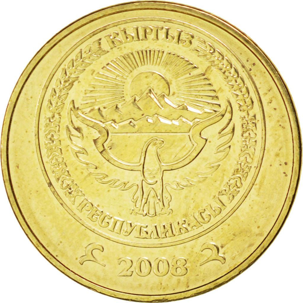 Monnaie, KYRGYZSTAN, 50 Tiyin, 2008, SPL, Brass plated steel, KM:13