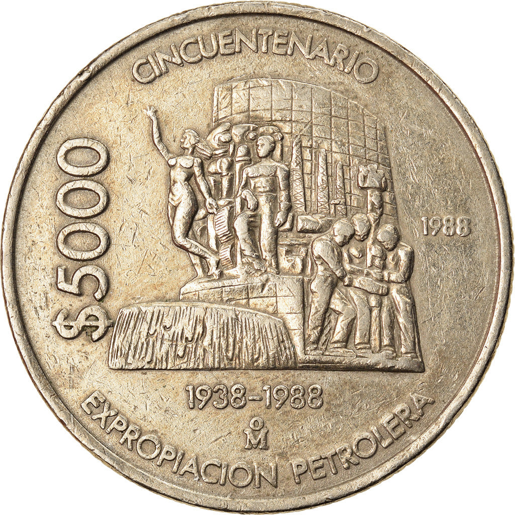 Coin, Mexico, 5000 Pesos, 1988, Mexico City, EF(40-45), Copper-nickel, KM:531