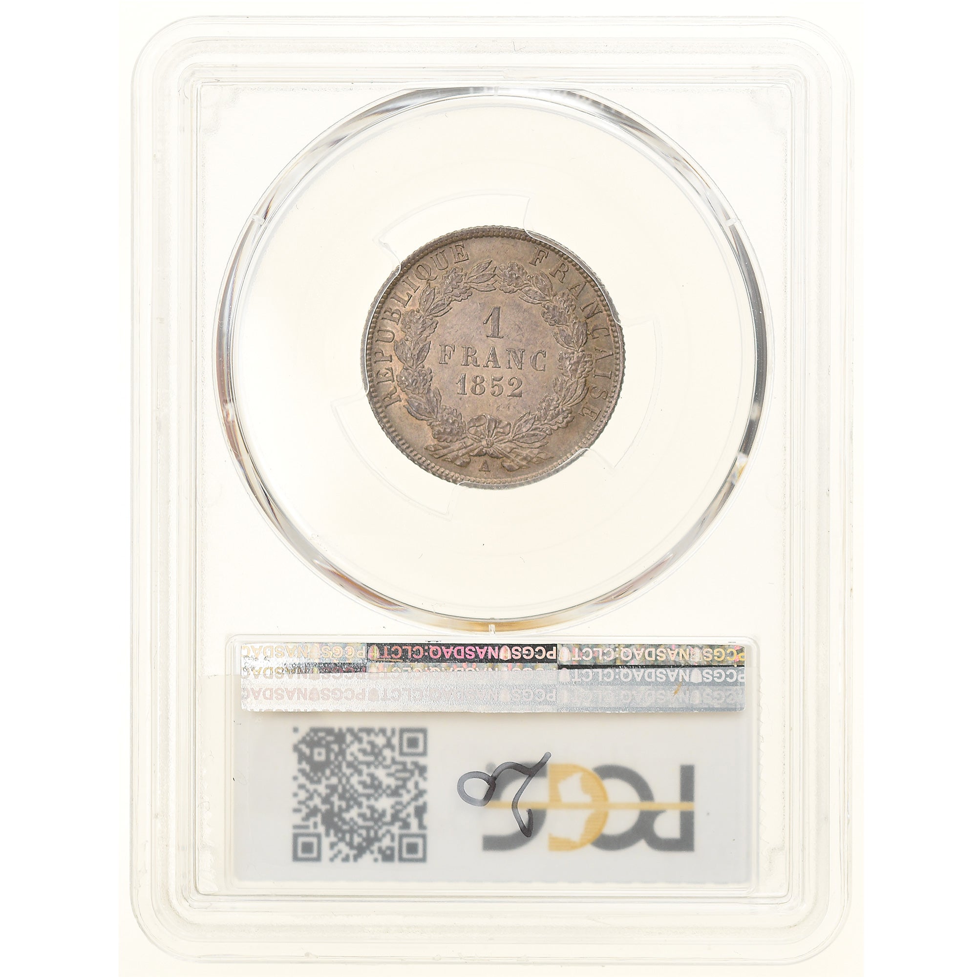 Coin, France, Napoleon III, Franc, 1852, Paris, PCGS, MS63
