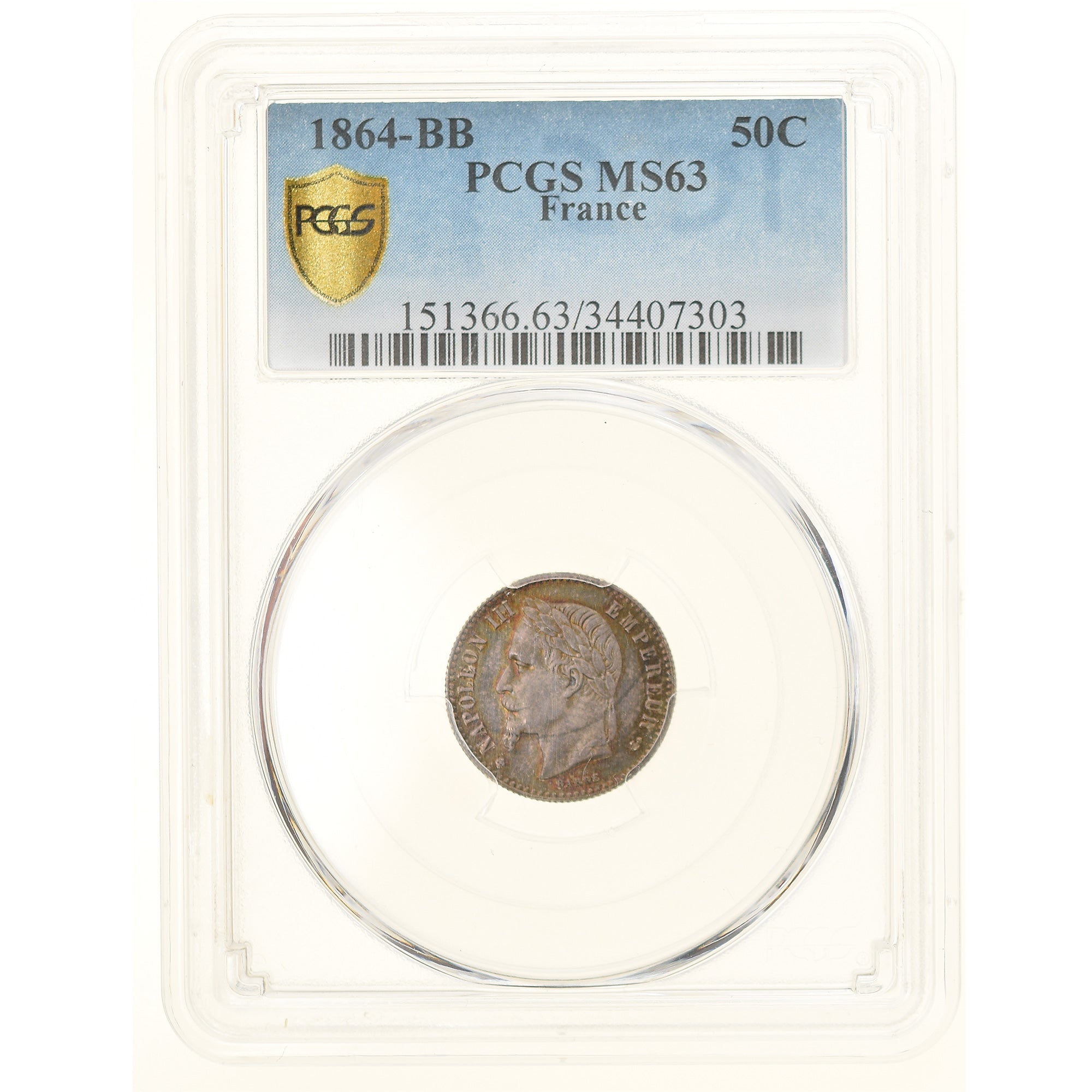 Monnaie, France, Napoleon III, 50 Centimes, 1864, Strasbourg