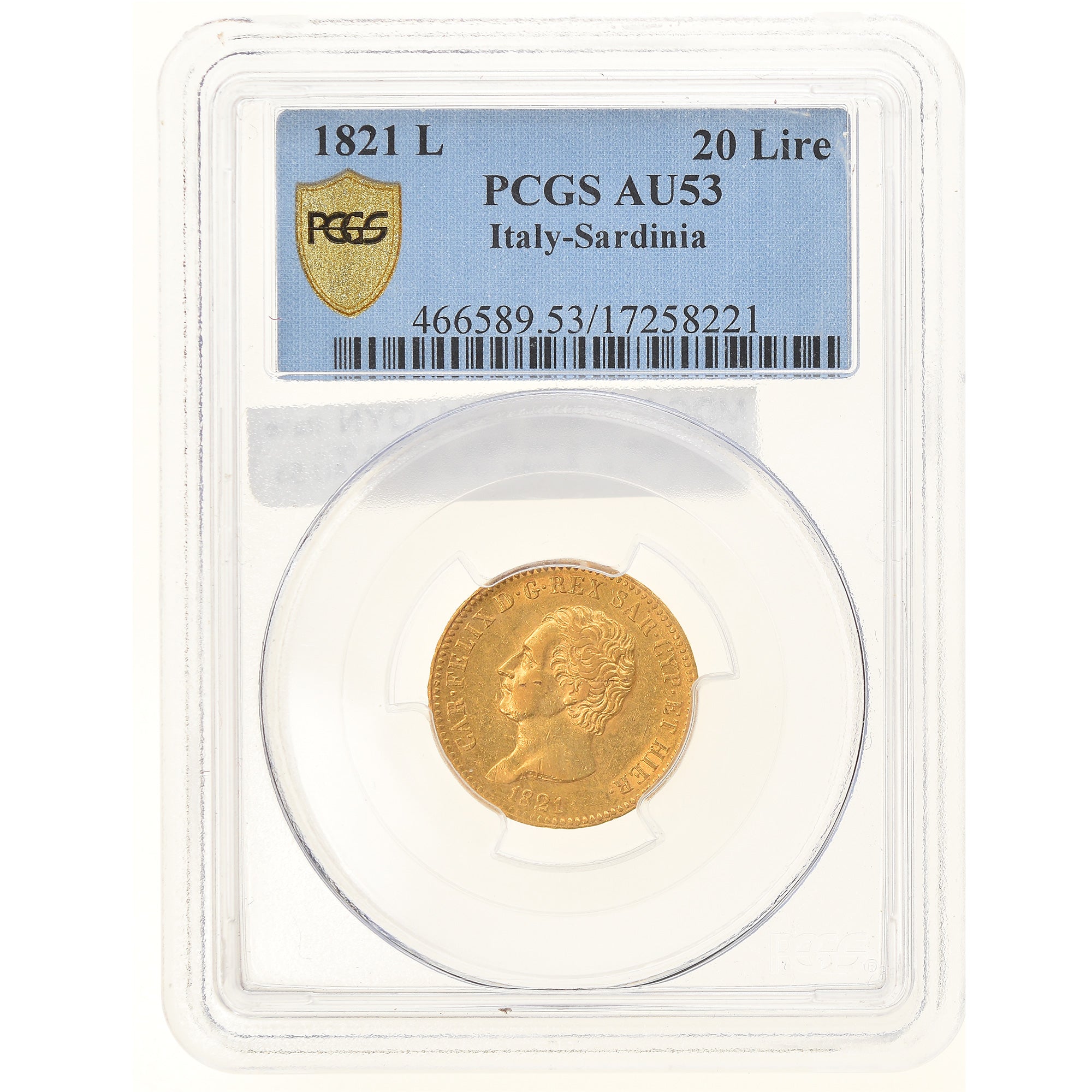 Monnaie, États italiens, SARDINIA, Carlo Felice, 20 Lire, 1821, Torino, PCGS