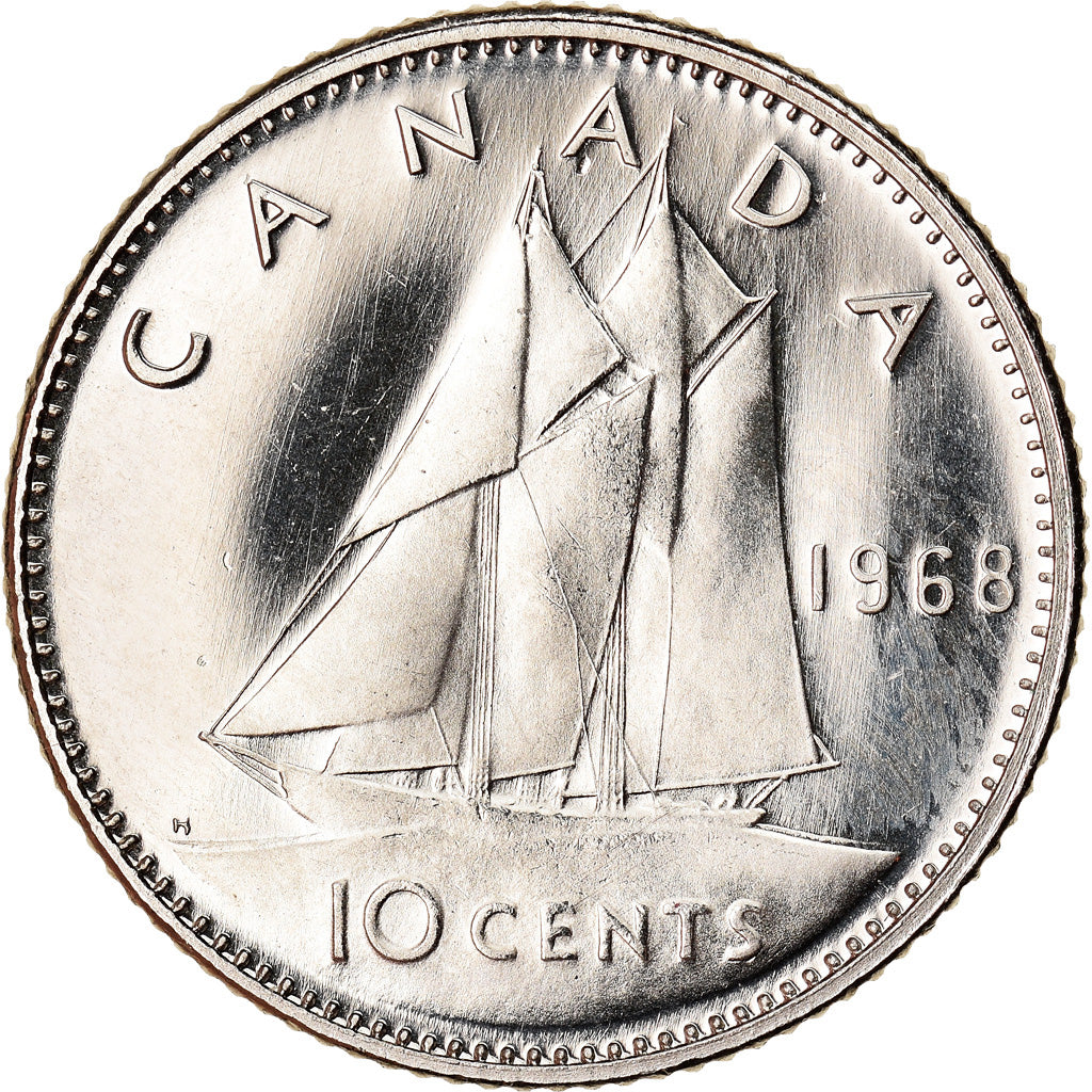 Coin, Canada, Elizabeth II, 10 Cents, 1968, Ottawa, MS(63), Nickel
