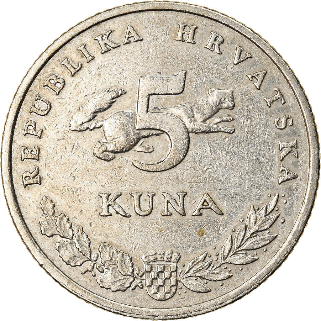 Moneda, Croacia, 5 Kuna, 2002, MBC, Cobre - níquel - cinc, KM:23