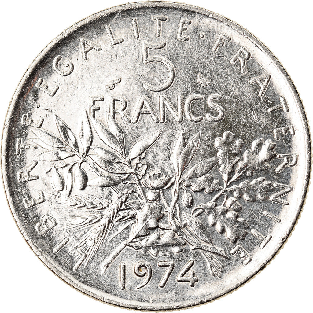 Coin, France, Semeuse, 5 Francs, 1974, Paris, MS(60-62), Nickel Clad