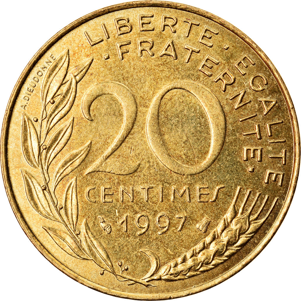 Munten, Frankrijk, Marianne, 20 Centimes, 1997, Paris, PR+, Aluminum-Bronze