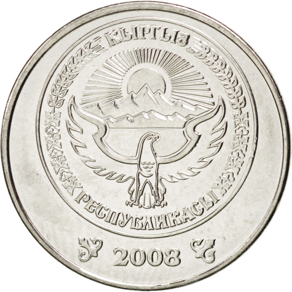 Coin, KYRGYZSTAN, Som, 2008, MS(63), Nickel plated steel, KM:14