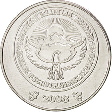 KYRGYZSTAN, 3 Som, 2008, KM #15, MS(63), Nickel Plated Steel, 21, 3.18