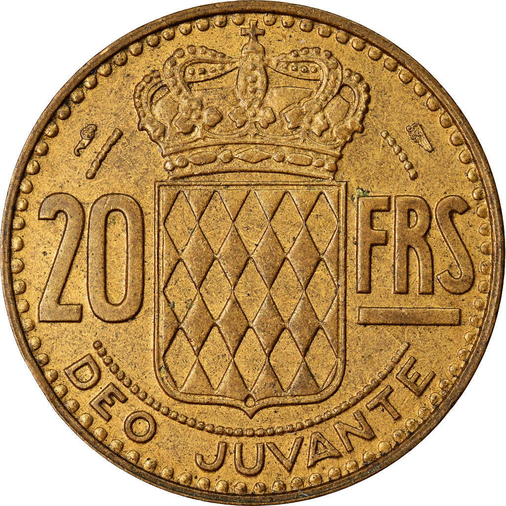 Coin, Monaco, Rainier III, 20 Francs, Vingt, 1950, AU(55-58), Aluminum-Bronze