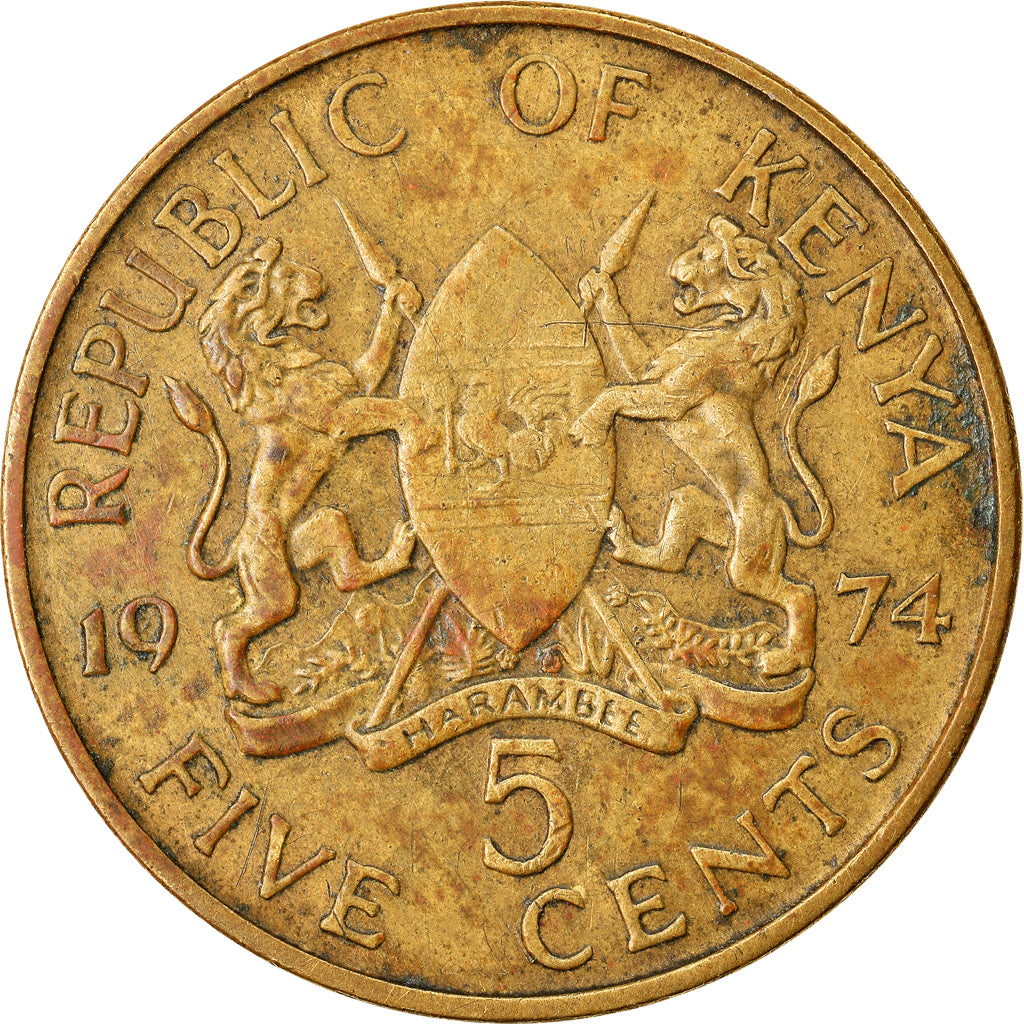 Munten, Kenia, 5 Cents, 1974, ZF, Nickel-brass, KM:10