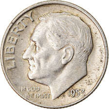 Coin, United States, Dime, 1953, Denver, AU(55-58), Silver