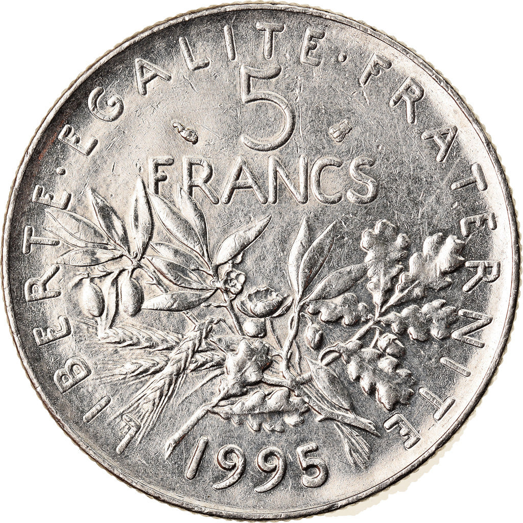 Münze, Frankreich, Semeuse, 5 Francs, 1995, Paris, VZ+, Nickel Clad