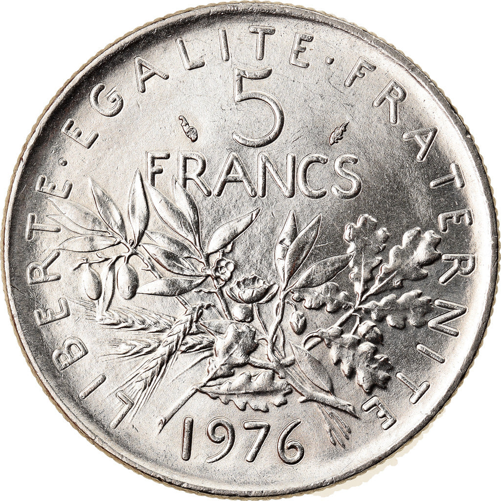 Coin, France, Semeuse, 5 Francs, 1976, Paris, MS(60-62), Nickel Clad