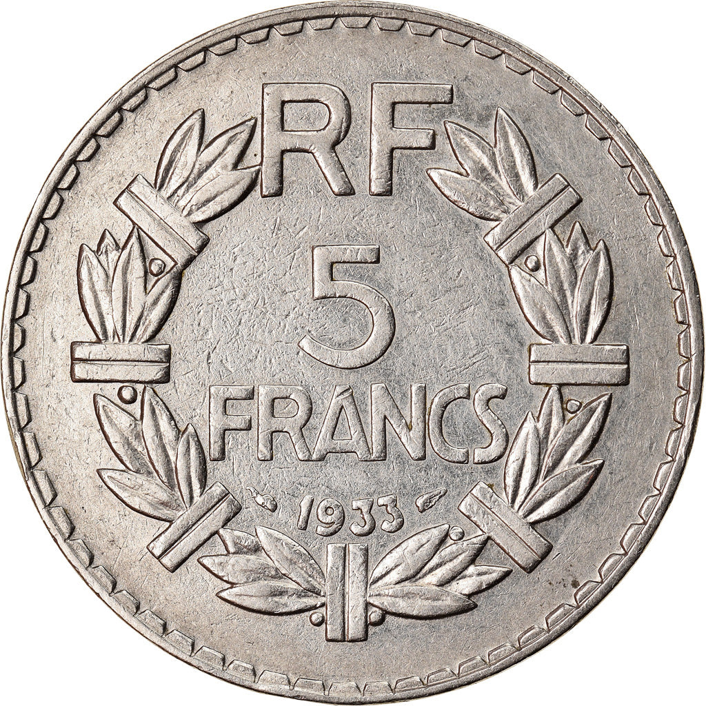 Moneta, Francja, Lavrillier, 5 Francs, 1933, Paris, AU(50-53), Nikiel, KM:888