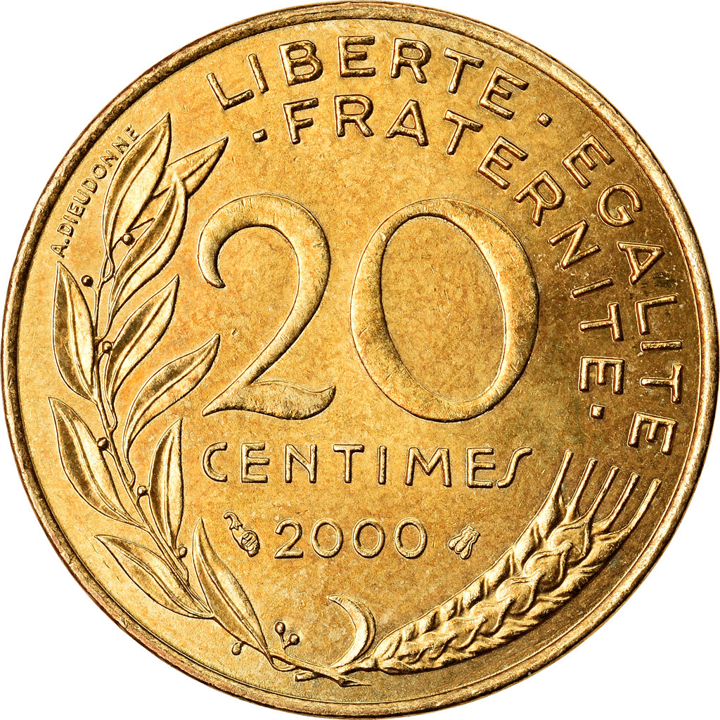 Moneda, Francia, Marianne, 20 Centimes, 2000, Paris, EBC+, Aluminio - bronce
