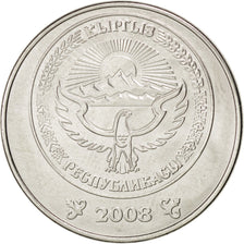 KYRGYZSTAN, 5 Som, 2008, KM #16, MS(63), Nickel Plated Steel, 23, 4.26
