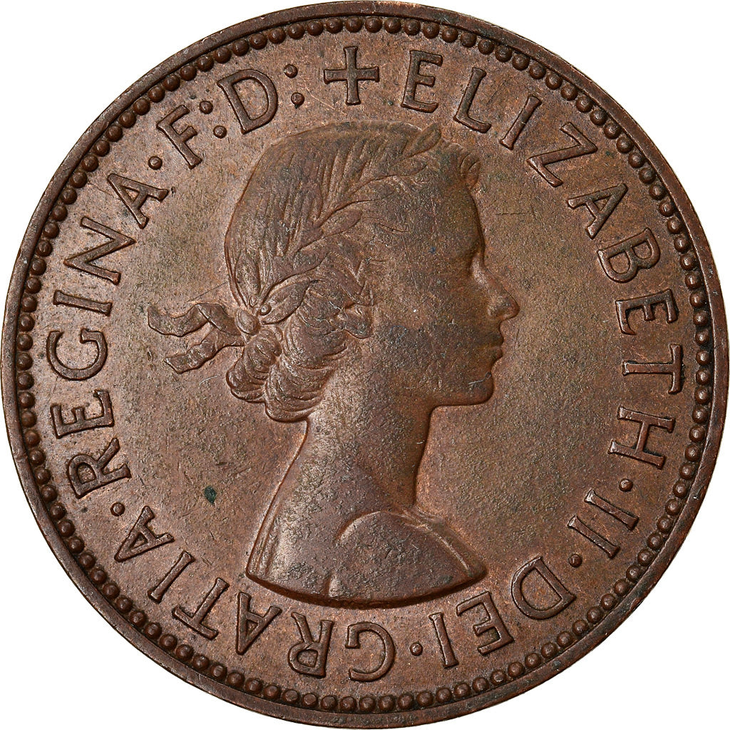 Coin, Great Britain, Elizabeth II, 1/2 Penny, 1956, AU(50-53), Bronze, KM:882