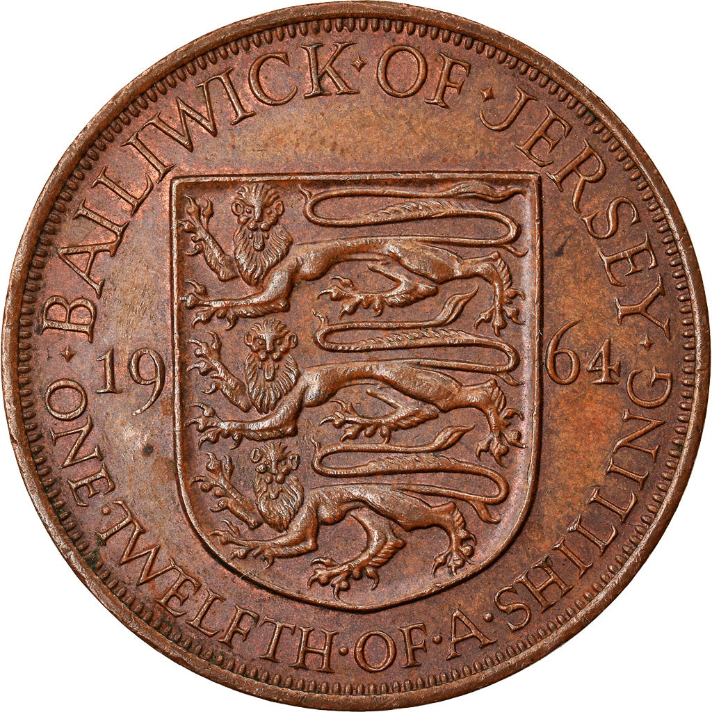 Monnaie, Jersey, Elizabeth II, 1/12 Shilling, 1964, TTB+, Bronze, KM:21