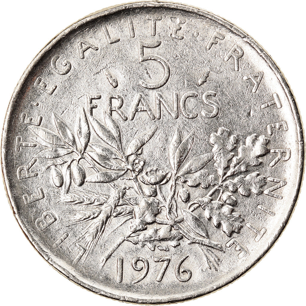 Münze, Frankreich, Semeuse, 5 Francs, 1976, Paris, VZ+, Nickel Clad