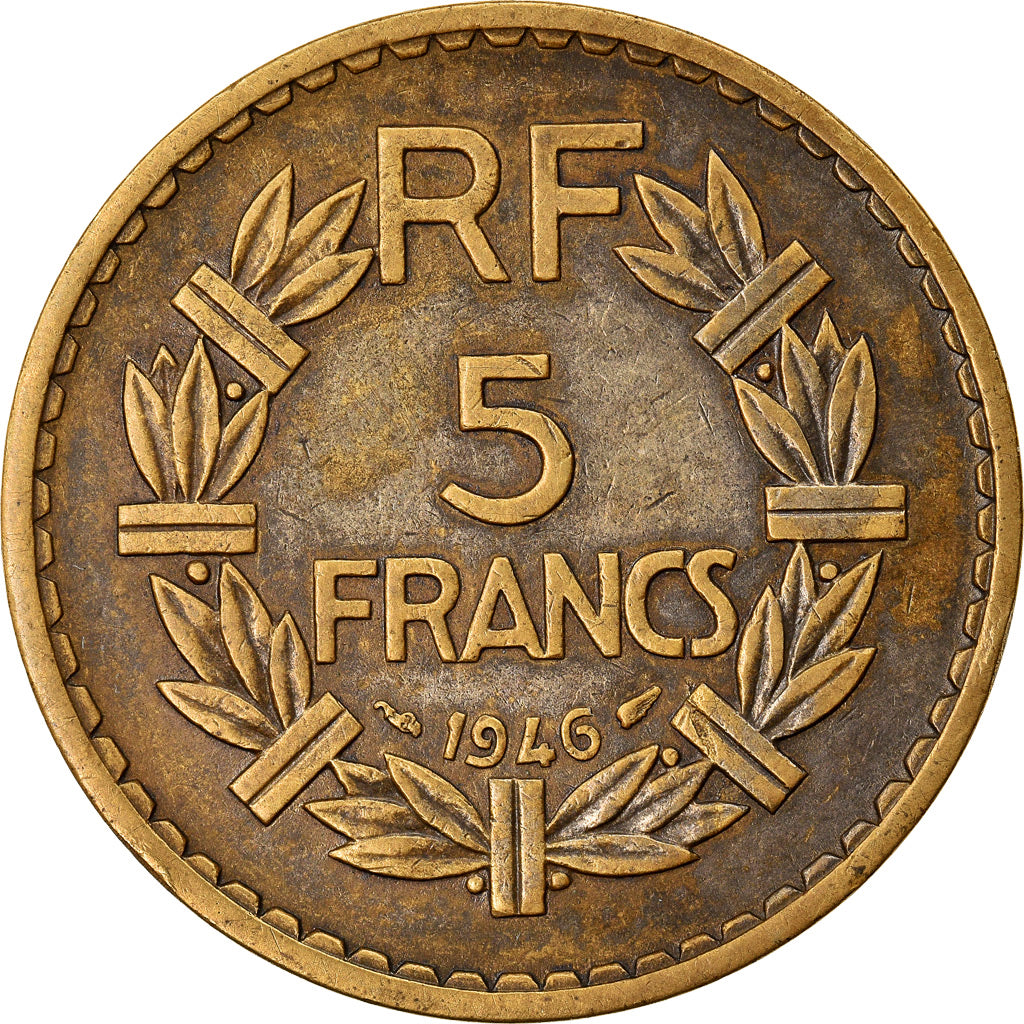 Coin, France, Lavrillier, 5 Francs, 1946, EF(40-45), Aluminum-Bronze, KM:888a.2