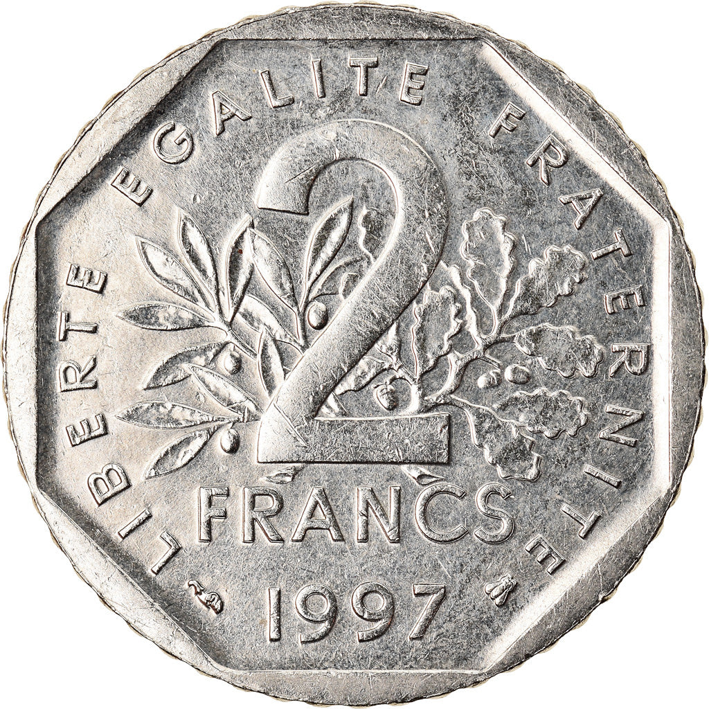 Münze, Frankreich, Semeuse, 2 Francs, 1997, VZ, Nickel, KM:942.2, Gadoury:547