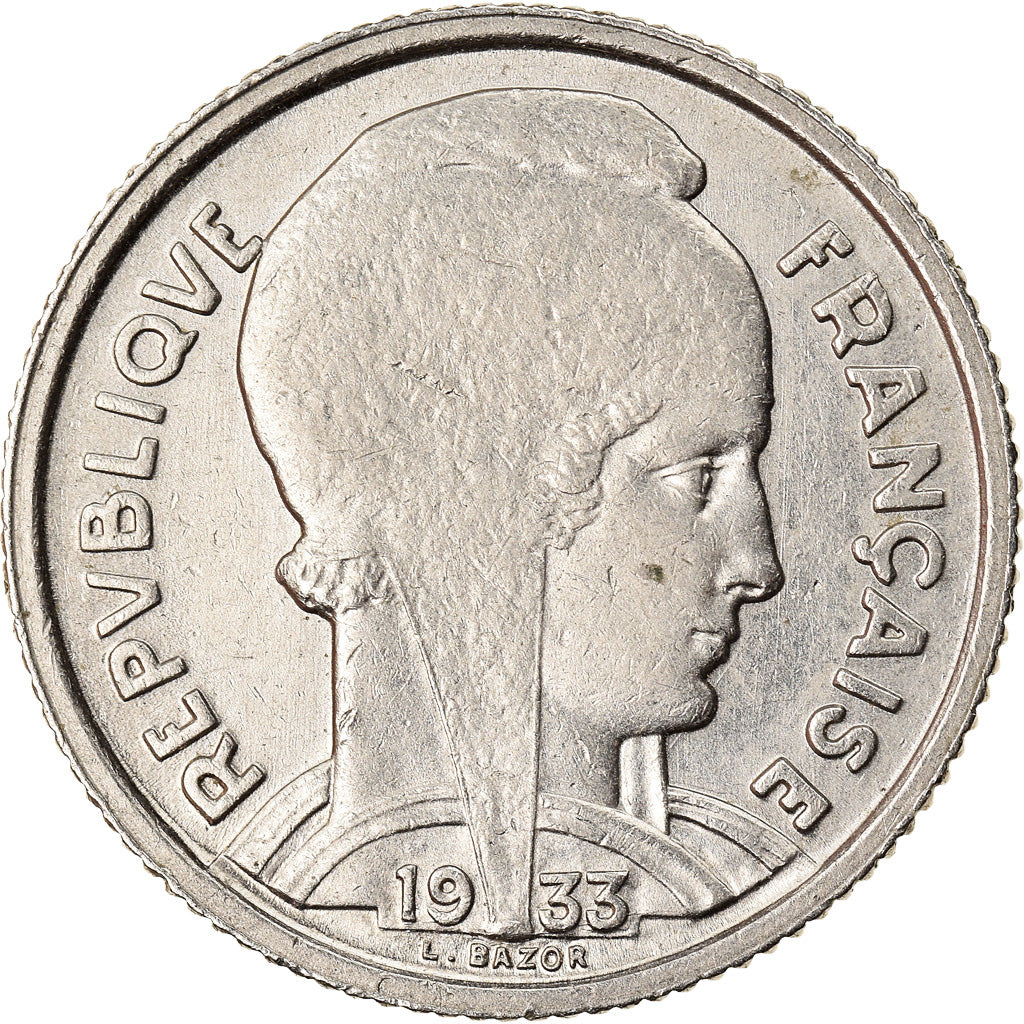 Coin, France, Bazor, 5 Francs, 1933, Paris, AU(55-58), Nickel, KM:887