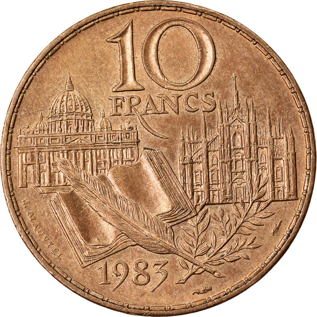 Coin, France, Stendhal, 10 Francs, 1983, AU(55-58), Nickel-Bronze, KM:953