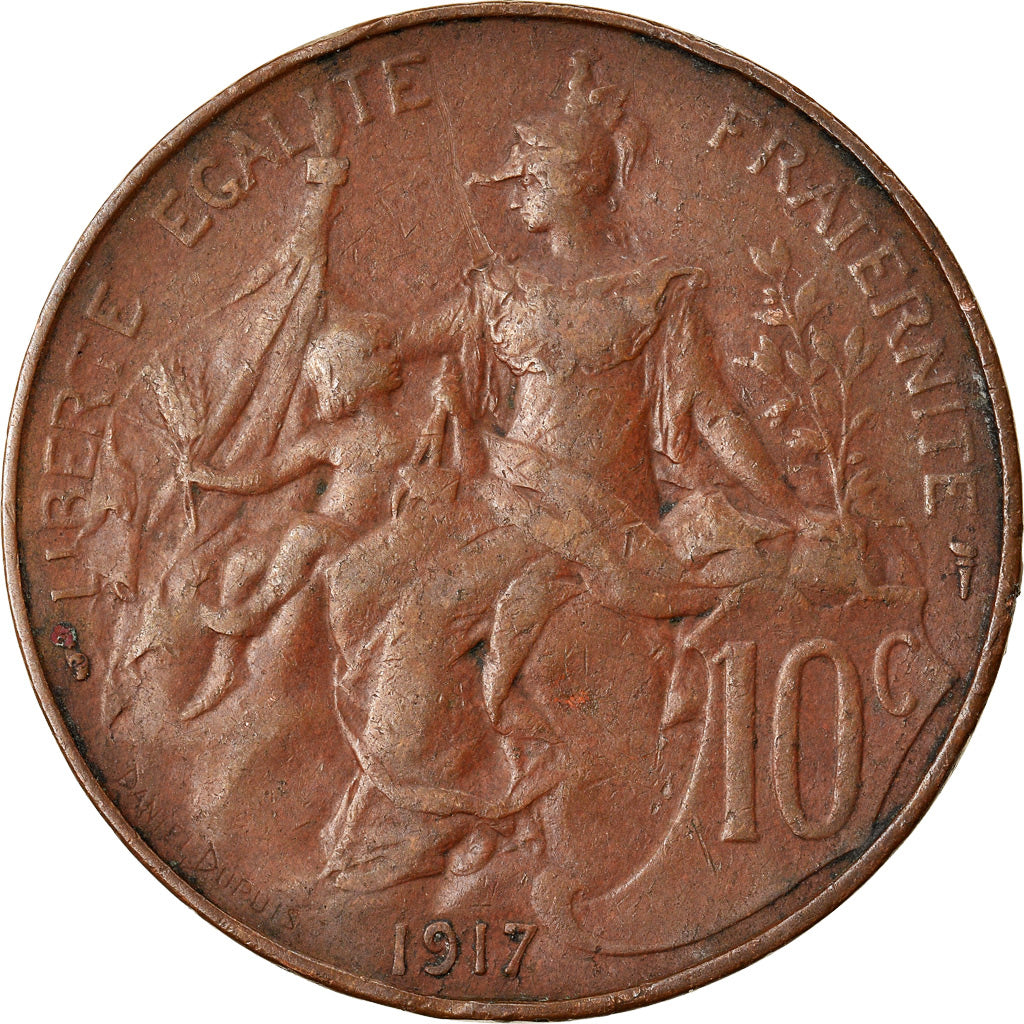 Coin, France, Dupuis, 10 Centimes, 1917, Paris, AU(50-53), Bronze, KM:843
