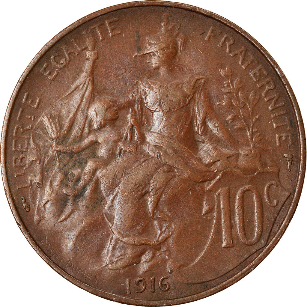 Coin, France, Dupuis, 10 Centimes, 1916, Paris, AU(50-53), Bronze, KM:843