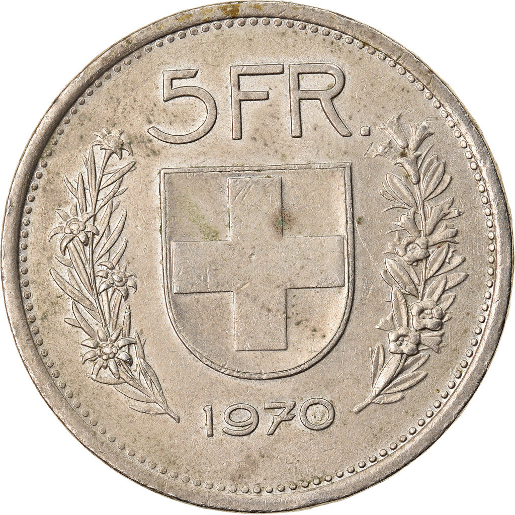 Munten, Zwitserland, 5 Francs, 1970, Bern, ZF, Copper-nickel, KM:40a.1