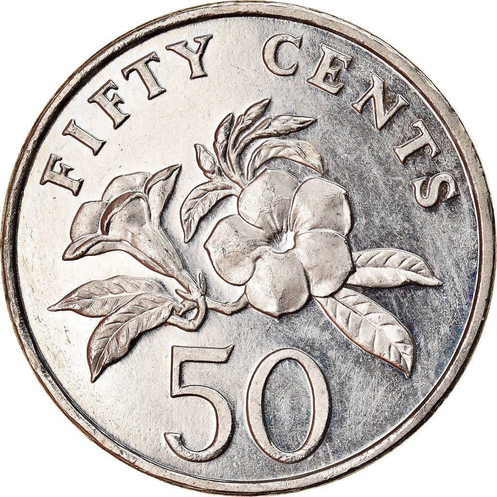 Coin, Singapore, 50 Cents, 1995, Singapore Mint, MS(60-62), Copper-nickel