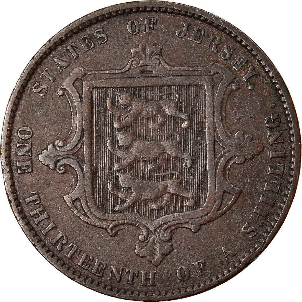 Coin, Jersey, Victoria, 1/13 Shilling, 1871, VF(30-35), Bronze, KM:5